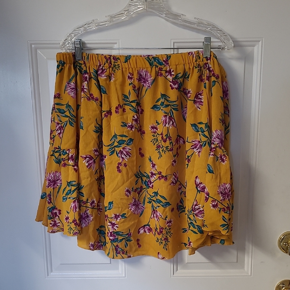 Charlotte Russe Yellow Floral A-Line Skirt